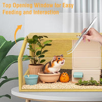 Large Hamster Cage, Chewproof Large Hamster Habitats, Wooden Guinea Pig Cages, Openable Top Roof, Lockable Gerbil Cage, Small Animal Cage for Dwarf, Syrian, 40" L x 16" W x 16" H