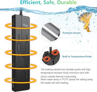 hygger Aquarium Heater 800W,Submersible Fish Tank Heater with Double Quartz Tubes,Digital LED Controller,Overheating & Auto Shut off Protection,Heater for Fish Tank 80-220Gallon Saltwater & Freshwater