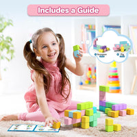 Large Magnetic Blocks,56PCS 1.34in 3D Building Cubes for Kids Ages 3+ – Fun for Kids & Family - Pastel-28PCS（1.34in） - image 2