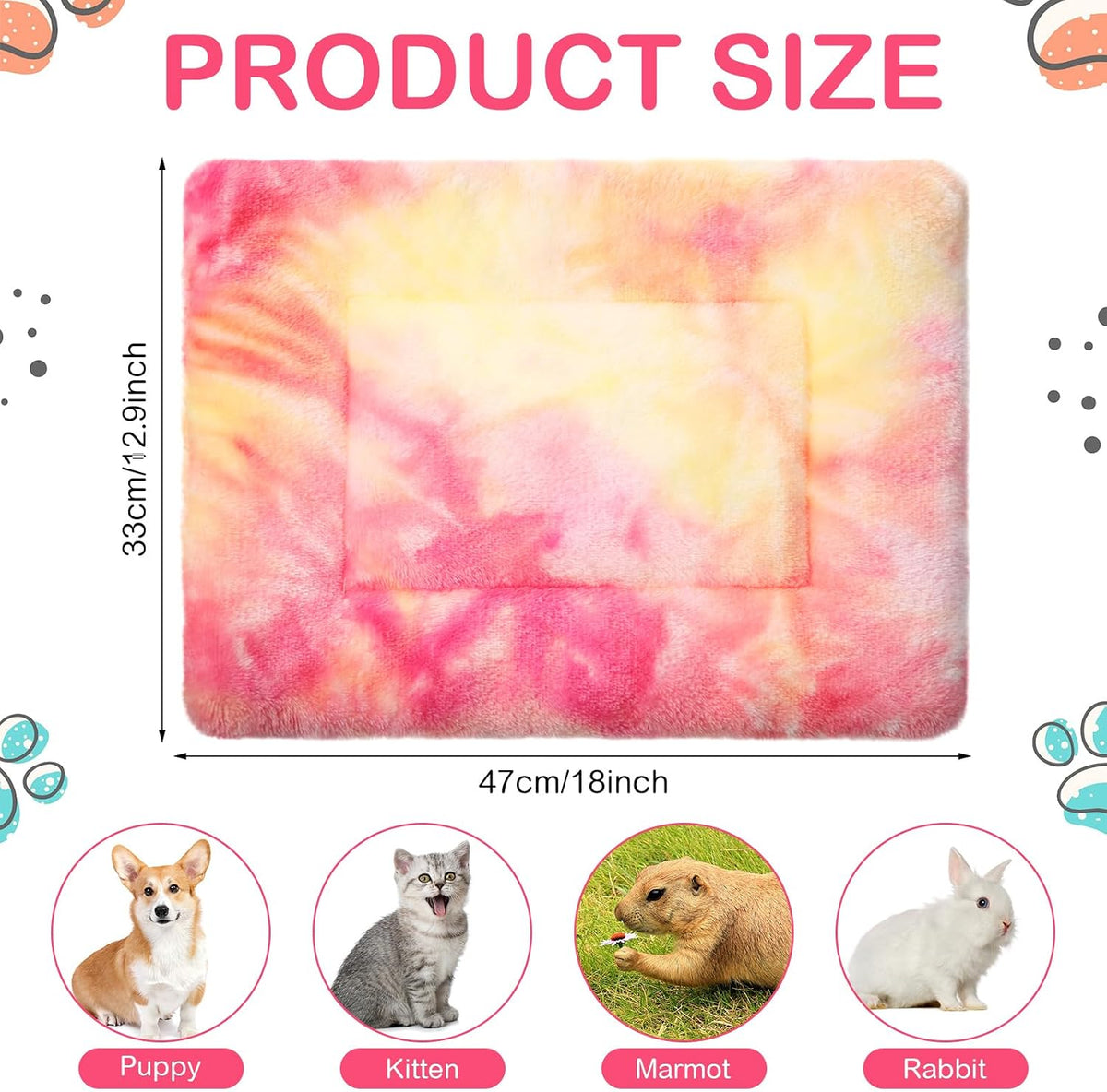 Haull 4 Pcs Waterproof Guinea Pig Bedding Mat, 13 x 10 - Tie Dyed / 13 x 18.5 Inch - image 2