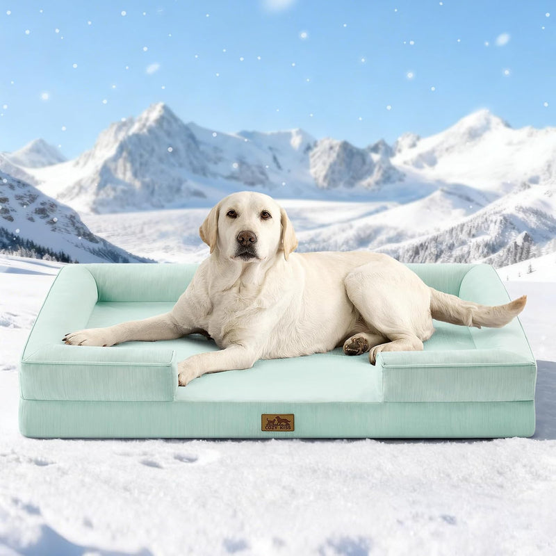 COZY KISS Orthopedic Dog Cooling Bed Washable for Extra Large Dogs - Green / XL:44x32x7 inch