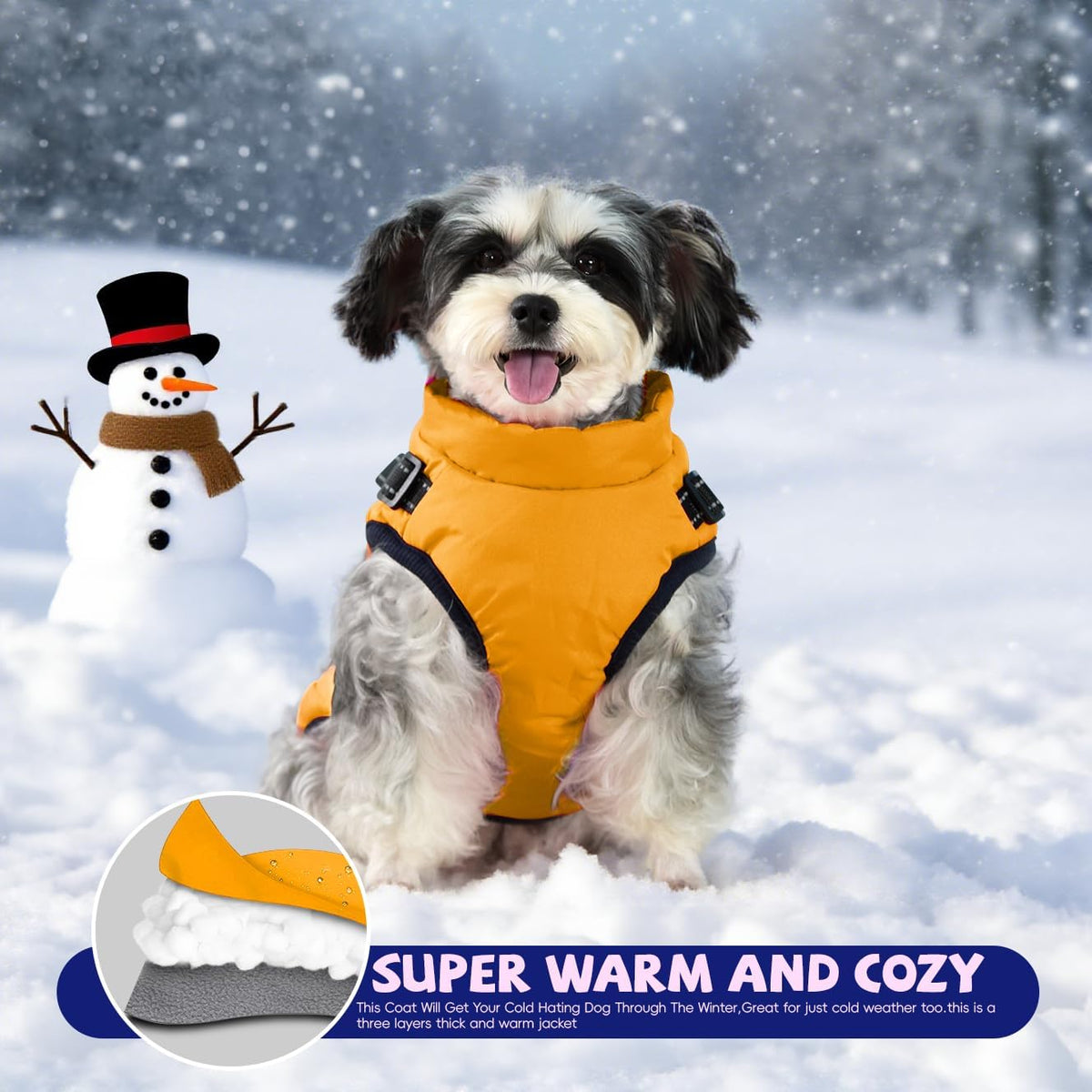Gyuzh Dog Coat with Harness Puppy Coats Small Dog Harness Jacket - XX-Large / yellow - image 2