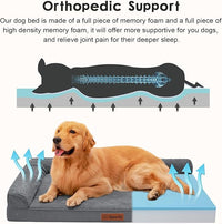 Orthopedic Dog Beds Large Sized Dog, 3 Inch Memory Foam Pet Bed for Medium and Large Dogs, Washable Removable Cover, Nonskid Bottom, Waterproof, 44x32 Inches XXL Dark Grey