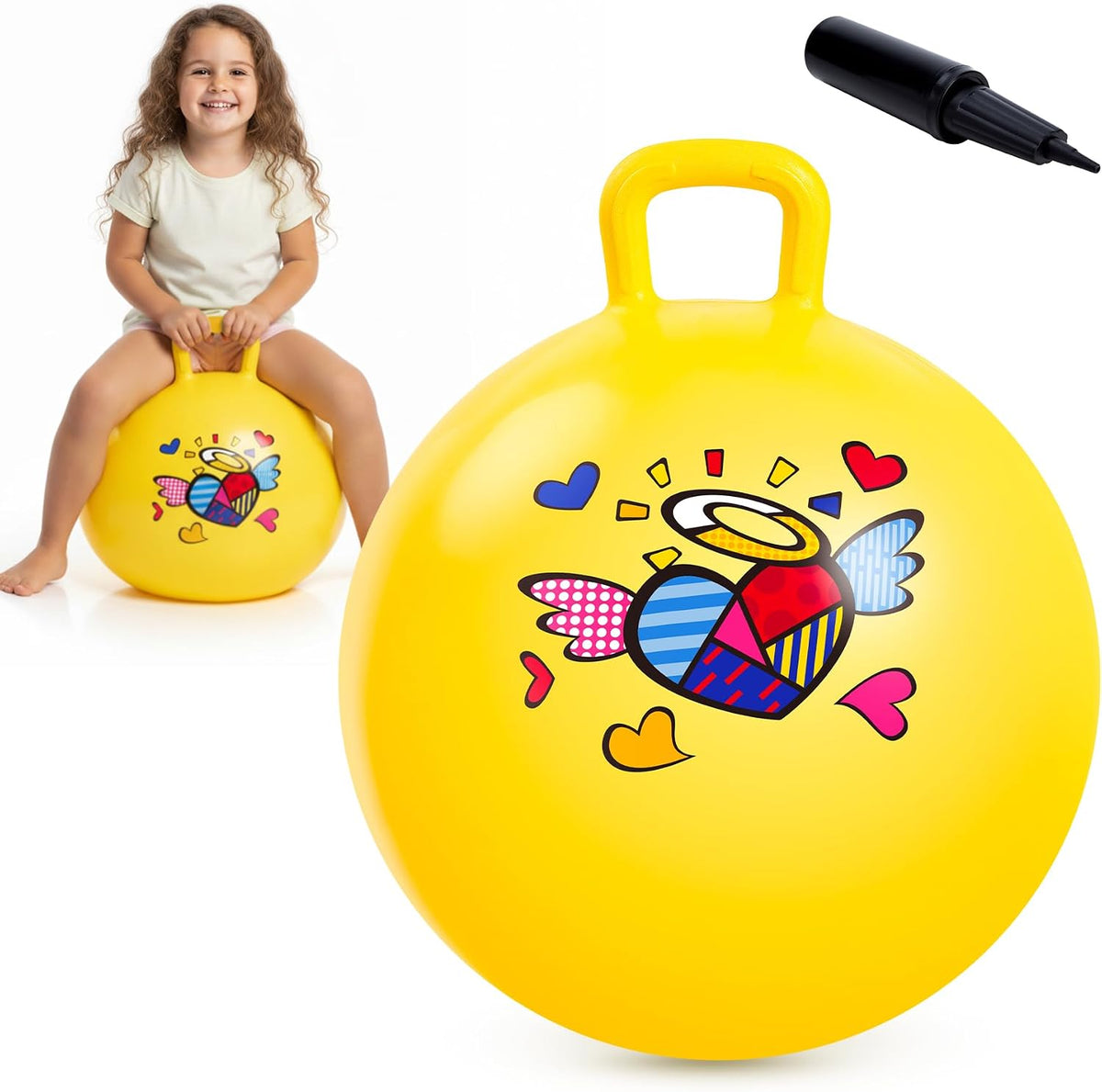 EVERICH TOY 18 inch hopper ball for kids with handle, purple pink clouds - view 2