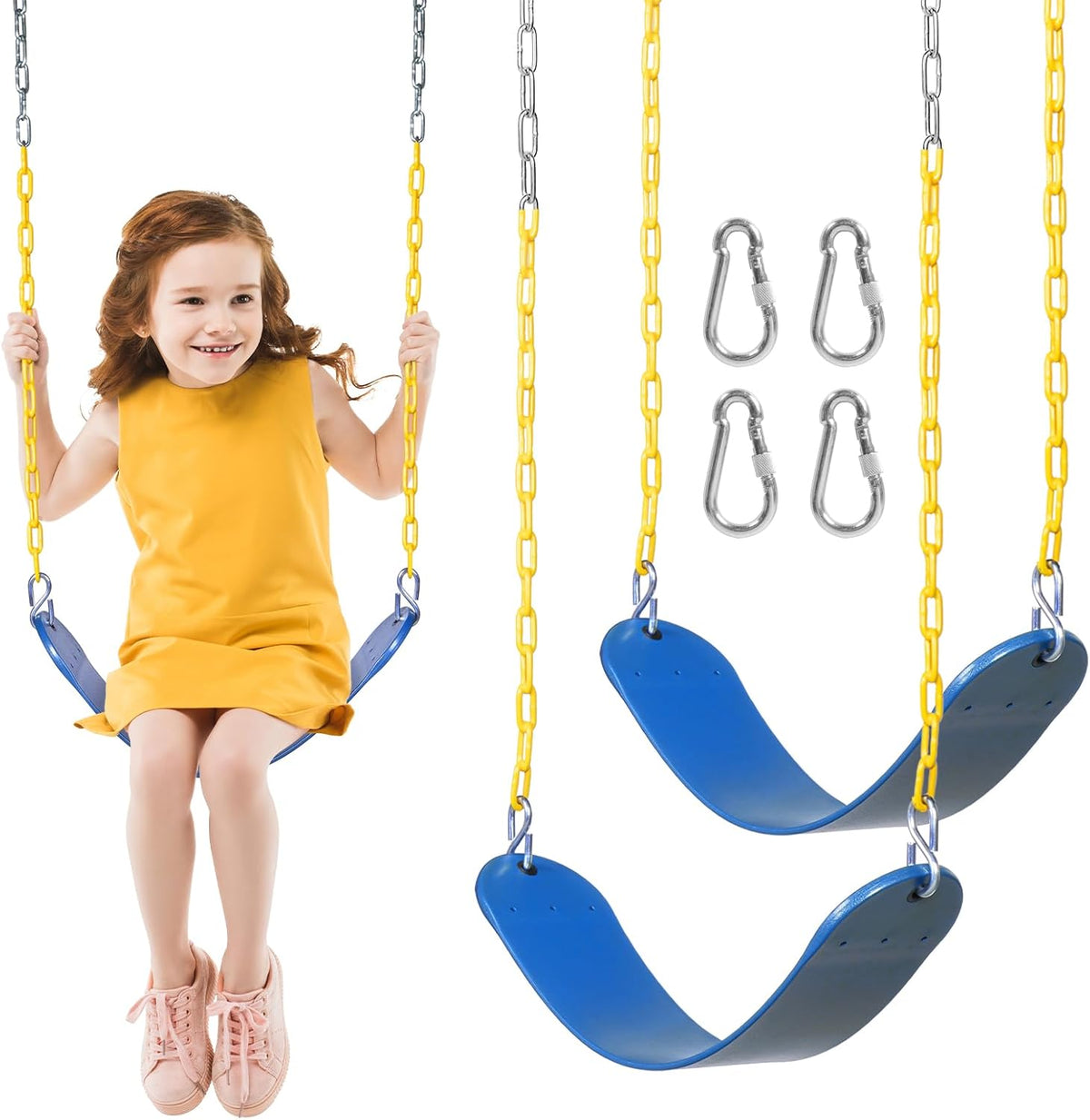 Decorlife 2 pack green outdoor swing seats with 66 inch coated chains - view 2