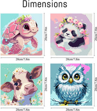 FQOVKYN 4 pack paint by number kit for kids with cute animal 8x8 canvases - view 9