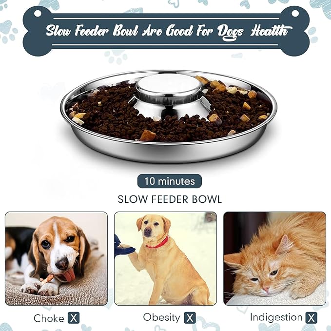Zopeal 6 Pcs Puppy Food Bowls 11.8" Stainless Steel Puppy Feeding Bowl Dog Food Water Bowls, Weaning Feeder for Litters, Small Medium Large Dogs, Pets