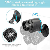 AQQA Aquarium Wave Maker,3W/5W/10W/15W Suction Cup Fish Tank Single Powerhead Pump，110V/60Hz Ultra Quiet Submersible Circulation Pump,360°Adjustable For Freshwater Saltwater Black