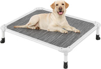 Veehoo Chew Proof Elevated Dog Bed, Cooling Raised Pet Cot - Black Silver / 32.0"L x 25.0"W x 7.0"Th