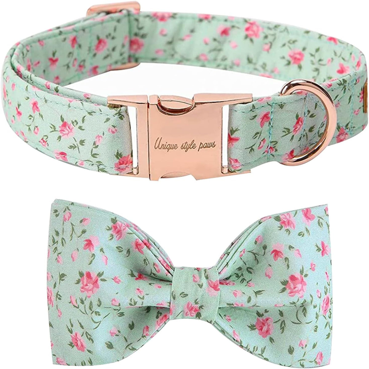 Unique Style Paws Pet Soft &Comfy Bowtie Dog Collar and Cat Collar - S / Green Flower