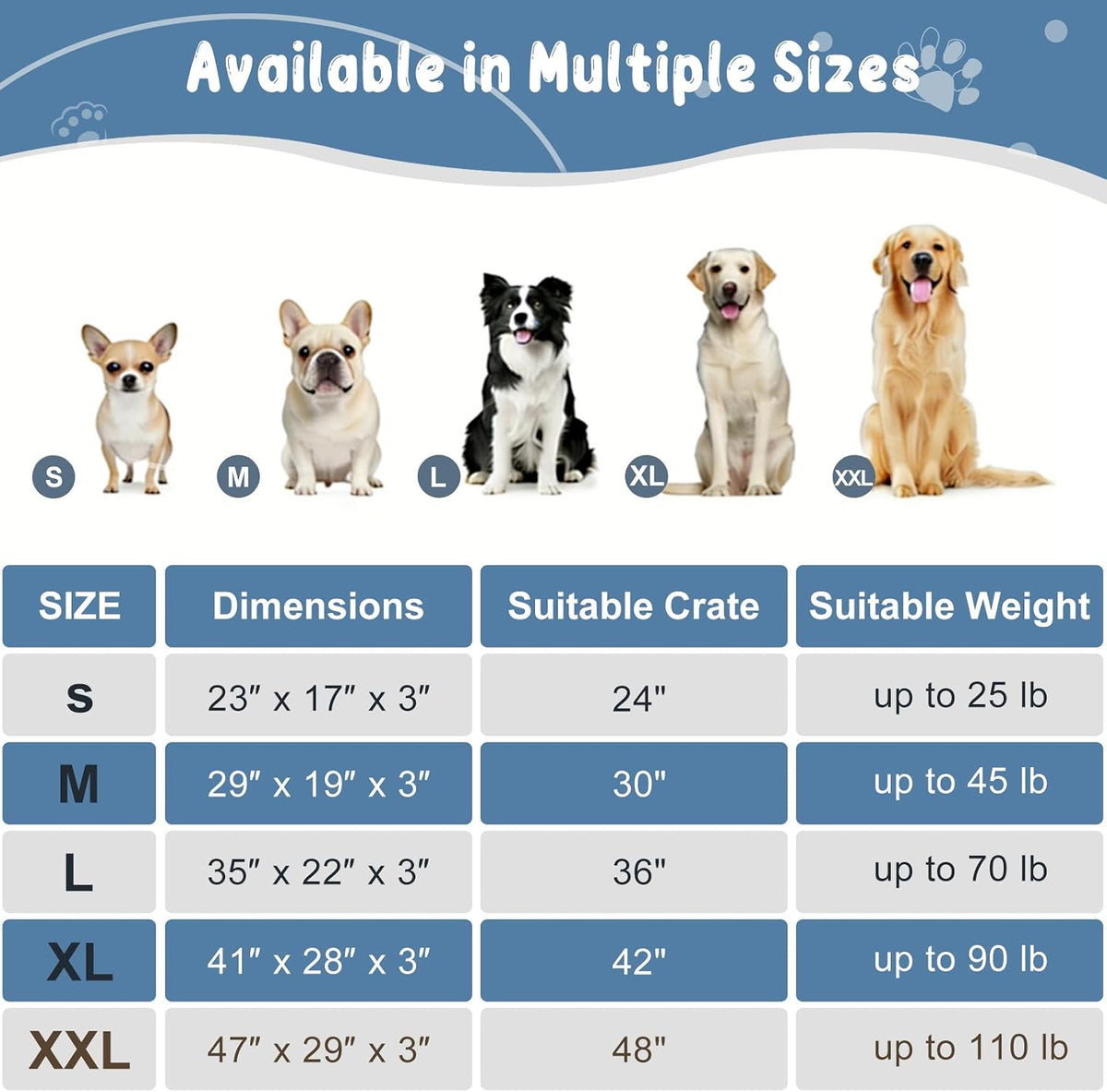 EMPSIGN Dog Bed Mat Crate Pad Mattress, Ultra Soft Pet Kennel - Navy/Grey / S(23"*16"*3") - image 4