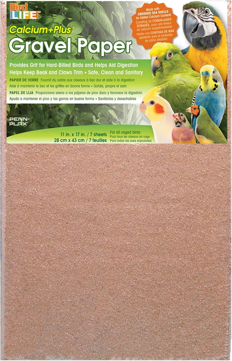 Penn-Plax Bird Life Gravel Paper, Bird Cage Liner - 11" x 17"