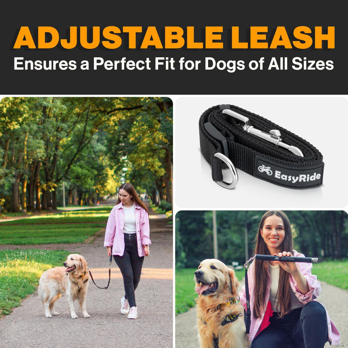 V2.0-180° Rotating Dog Bike Leash - Black - image 4