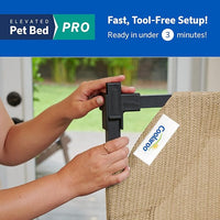 Coolaroo Pro Elevated Dog Bed - Low-Profile Access, Moisture-Resistant Cover, Breathable Fabric & Tool-Free Setup, Nutmeg, Standard