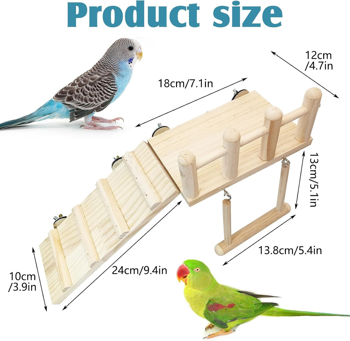 13Pcs Parrot Swing Chew Toys Bird Perches Platform with Climbing - 13 pcs - image 2
