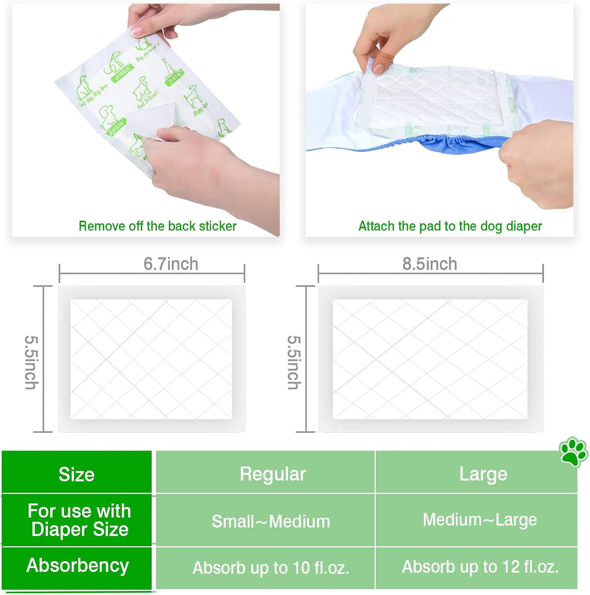 Dog Diaper Liners 100ct Super Soft and Absorbent Dog Diaper Booster - Regular / 150.0 - image 3