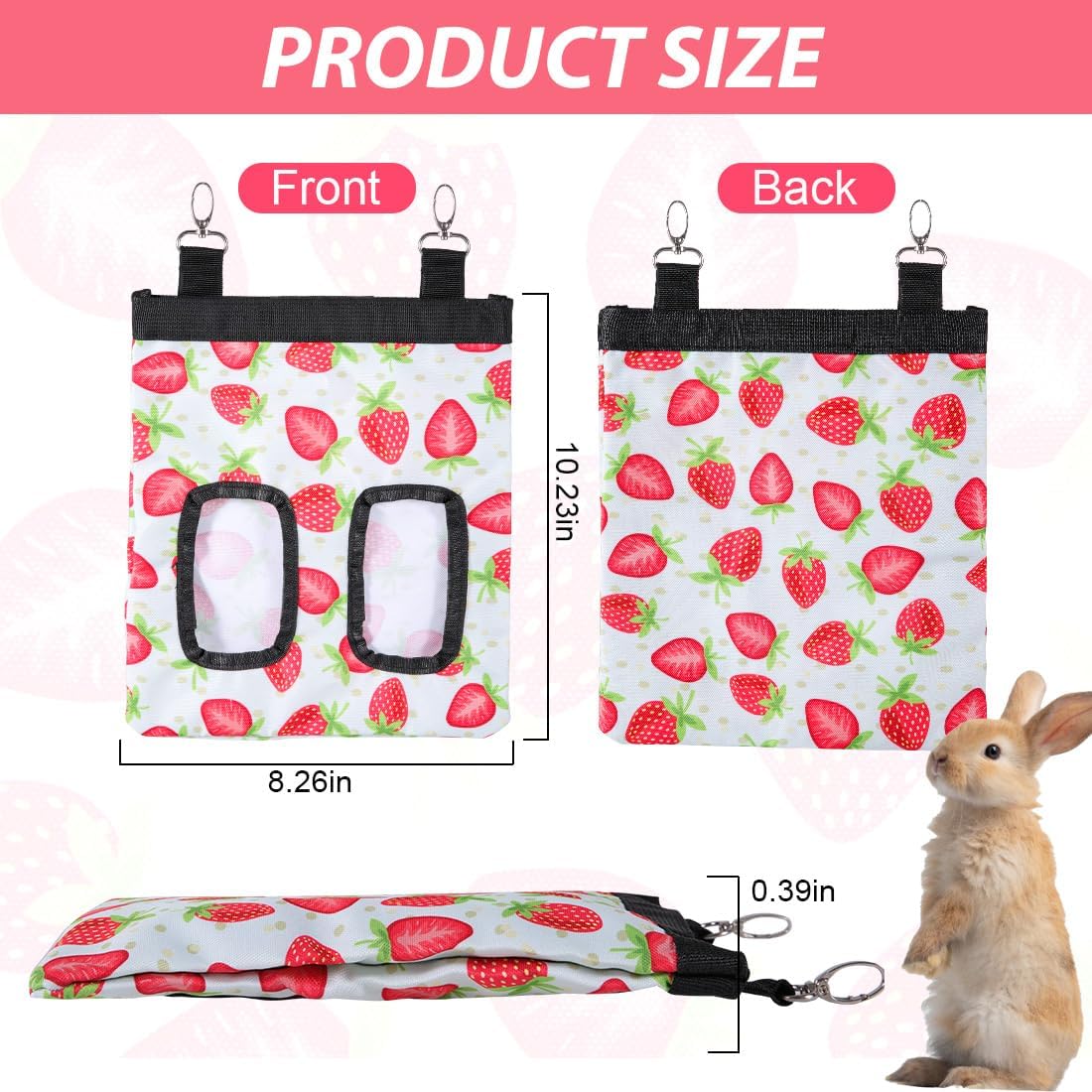 DZWLKJ 2 Pack Hay Feeders, Guinea Pig Rabbit Hay Feeder - Strawberry / M -11"x 9"x 1" - image 2