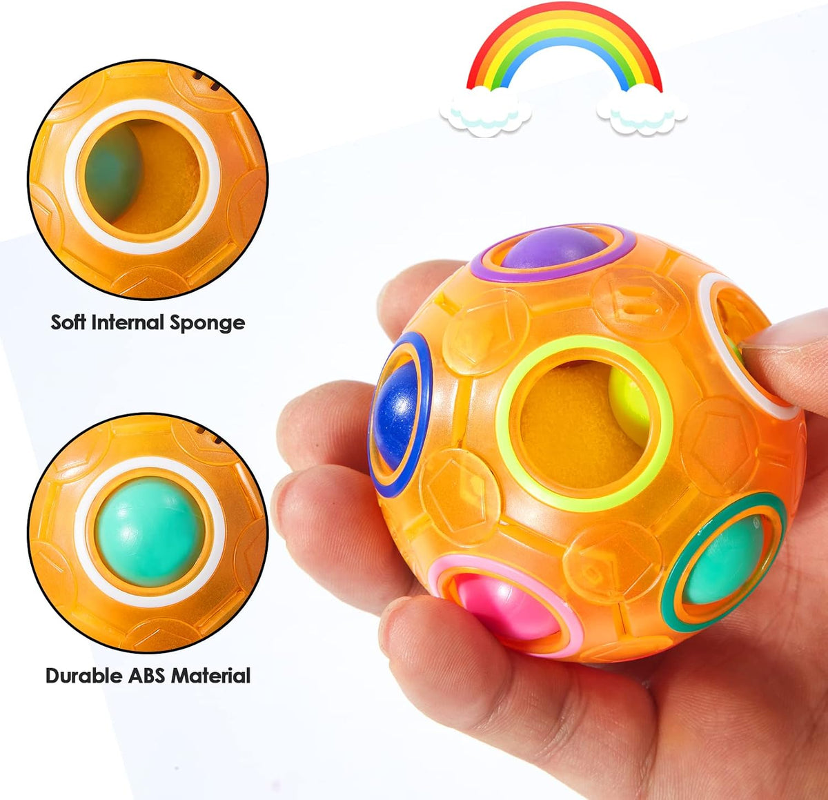 Vdealen Magic Rainbow Puzzle Ball - Orange - image 3