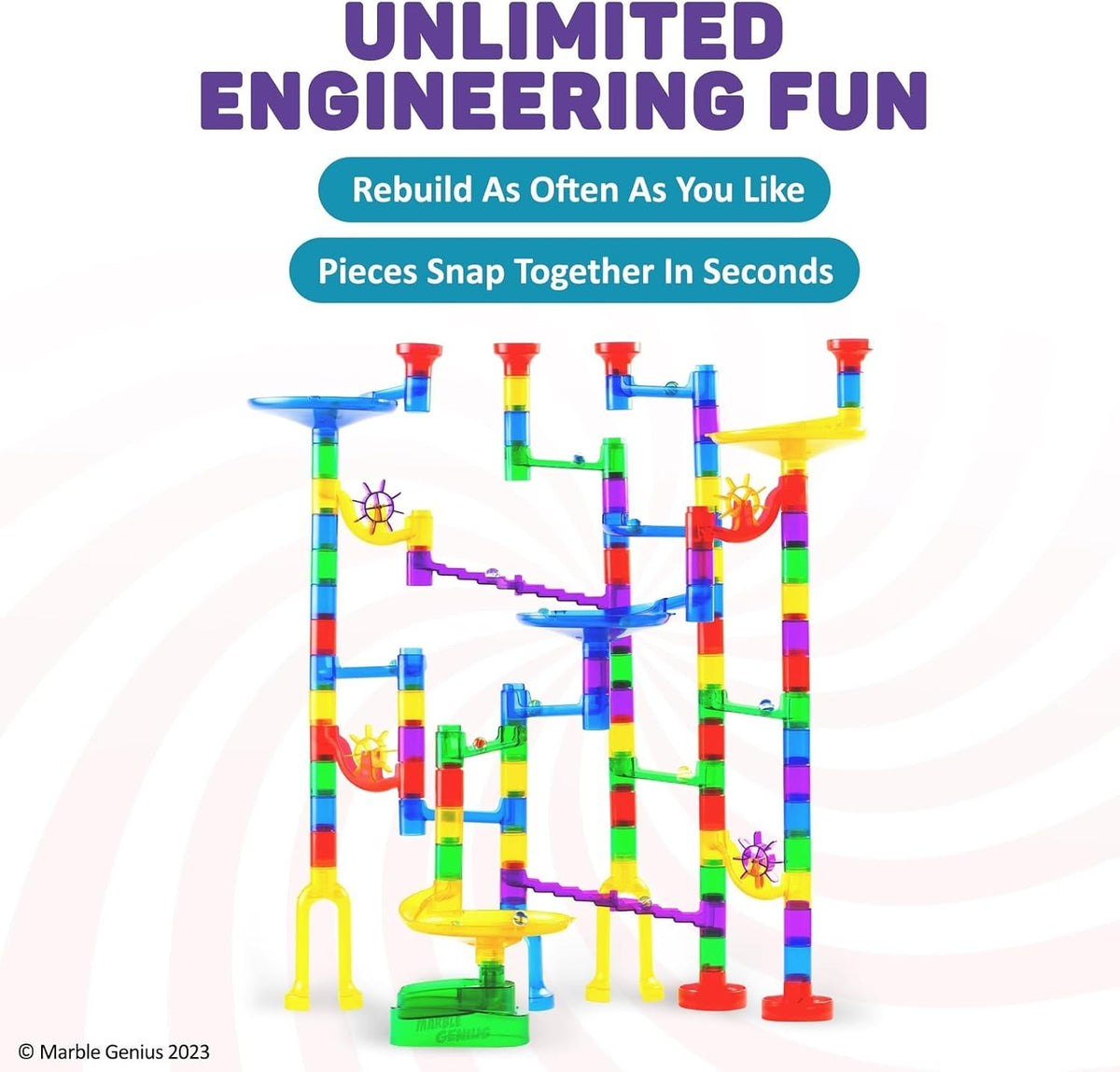 Marble Genius Marble Run Super Set, 150 Translucent Pieces - 130 Pieces - Starter Set - image 4