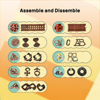 ActPo 9 piece brain teaser puzzles set with metal and wooden 3D puzzles - view 5