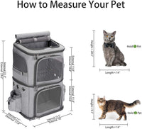 HOVONO Double-Compartment Cat Backpack Carrier for Mulit-Cat Families – Essentials for Dogs - 15.8"L x 11.8"W x 23.6"H / Grey - image 3