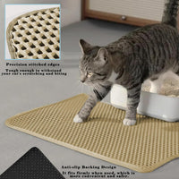 Cat Litter Mat, Honeycomb Double Layer Litter Trapping Mat – Daily Care for Cats - Beige / 30x22 Inches - image 3