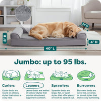 Furhaven Orthopedic Dog Bed for Large Dogs w/ Removable Bolsters - Jumbo / Gray - image 3