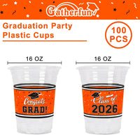 Gatherfun 100 Pcs 16oz Football Plastic Cups - Orange - image 2