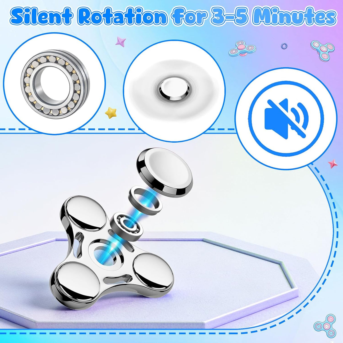 ATESSON Fidget Spinners Toy - Silver - image 2
