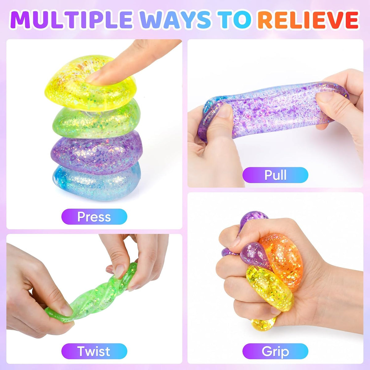 16 Pack Slow Rising Stress Balls，Textured Memory Soft Stress Ball – Fun for Kids & Family - 6 Pack Water Droplet Stress Balls - image 4