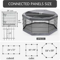 Foldable Metal Dog Exercise Pen/Pet Puppy Playpen Kennels Yard Fence - Gray / 30''H / Playpen+Bottom+Top Cover - image 2