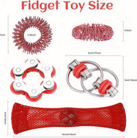 8Pcs Sensory Fidget Toys with Fidget Spinner - Red - image 2