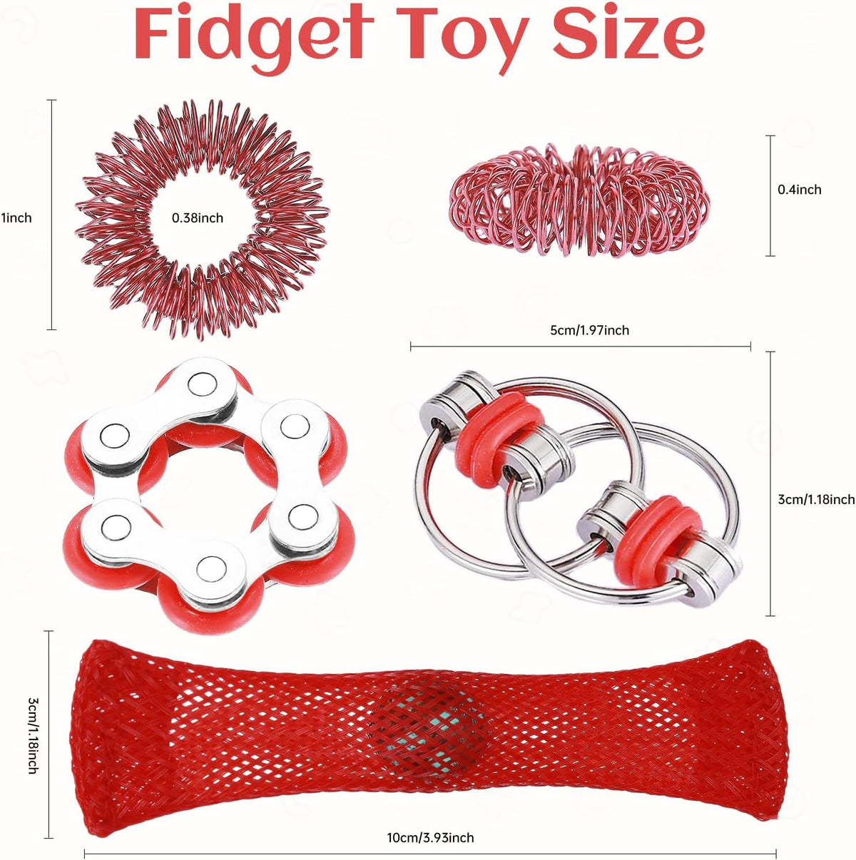 8Pcs Sensory Fidget Toys with Fidget Spinner - Red - image 2