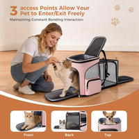 Lekereise Cat Backpack Expandable Pet Carrier Backpack for Small Cats - Pink / XL-Mesh Window - image 3