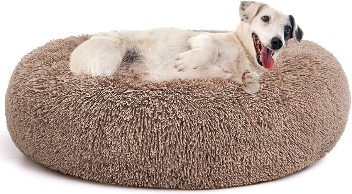 MIXJOY Orthopedic Dog Bed Comfortable Donut Cuddler Round Pet Beds - M(30’’x 30’’) / Brown