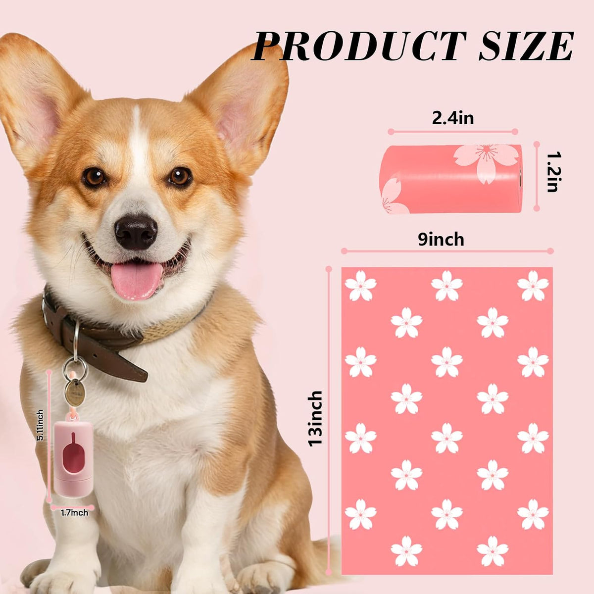 Cherry Blossom Scented Dog Poop Bags, 42 Rolls 630 counts - pink / 360 Count (Pack of 1) - image 2