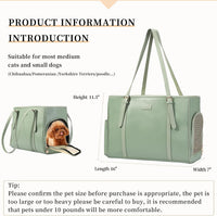 Fashion Dog Purse Pet Carrier Leather Bag for Small Dogs Cats Puppy - Green - image 2