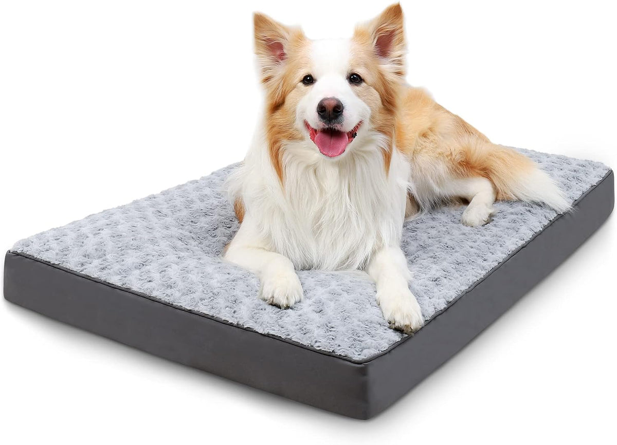 KSIIA Washable Dog Bed for Crate Waterproof for Medium Dogs - Light Grey / 41.0"L x 27.0"W x 3.0"Th