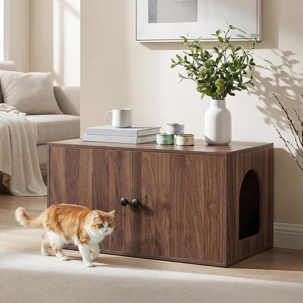 HOOBRO Cat Litter Box Enclosure - Walnut - image 2
