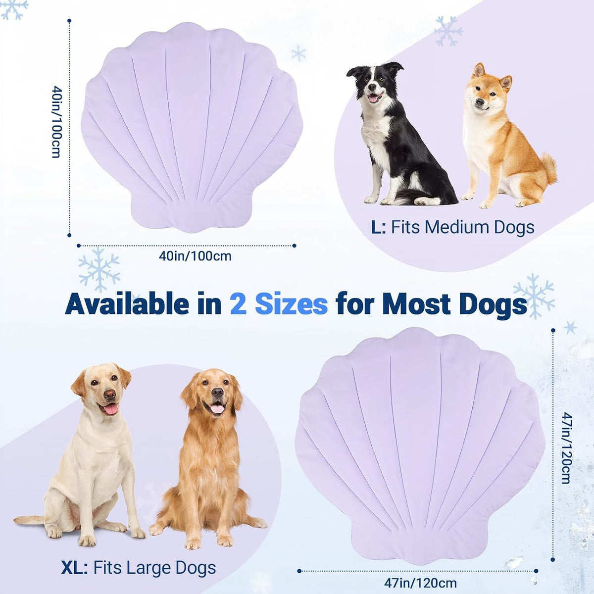 Q-Max>0.4 Dog Cooling Mat, 59''×40'', Blue+Grey - Shell-Macaron Purple / XL - image 4