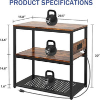 20-29 Gallon Fish Tank Stand With Power Outlets, 3-Tier Metal Aquarium Stands, Breeder Reptile Tank Stand with Shelf for Home Office, 660LBS Capacity, 29.5 x 15.8 x 30.1 inches, Brown