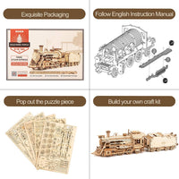 ROKR MC501 3D wooden puzzle mechanical steam express train model kit in 1:80 scale - view 4