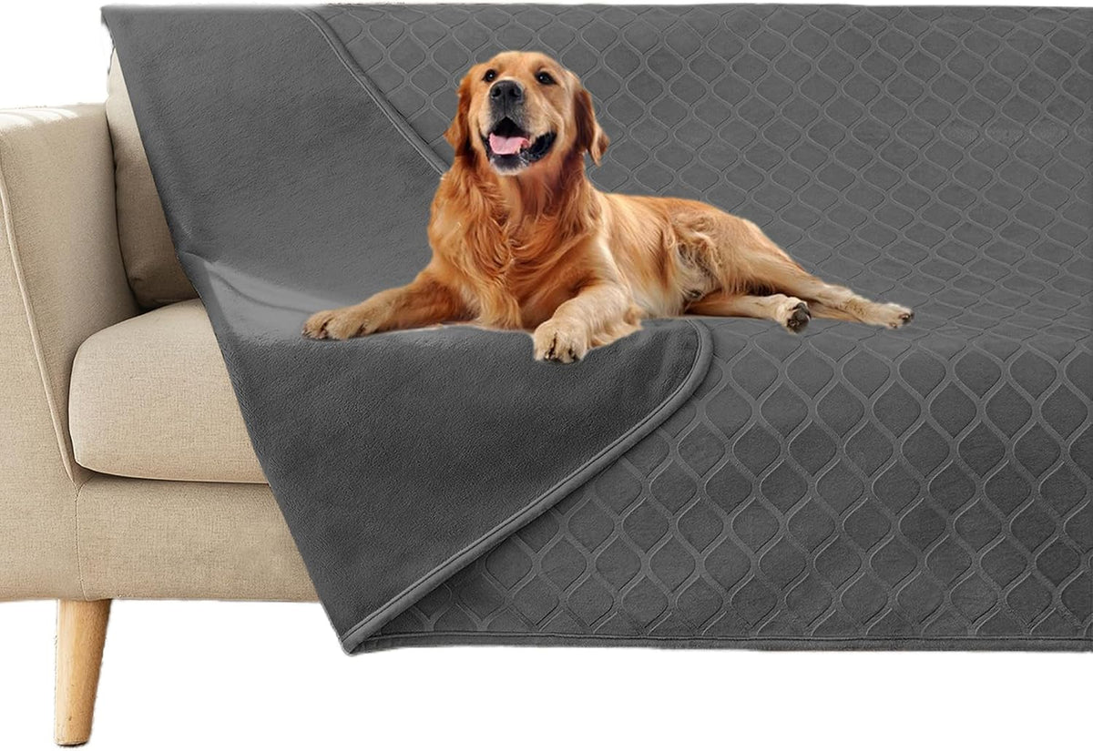 Waterproof Dog Blanket, Soft Reversible Throw for Couch & Bed Protection – Essentials for Dogs - Darkgrey+grey / 40x60 Inch (Pack of 1)