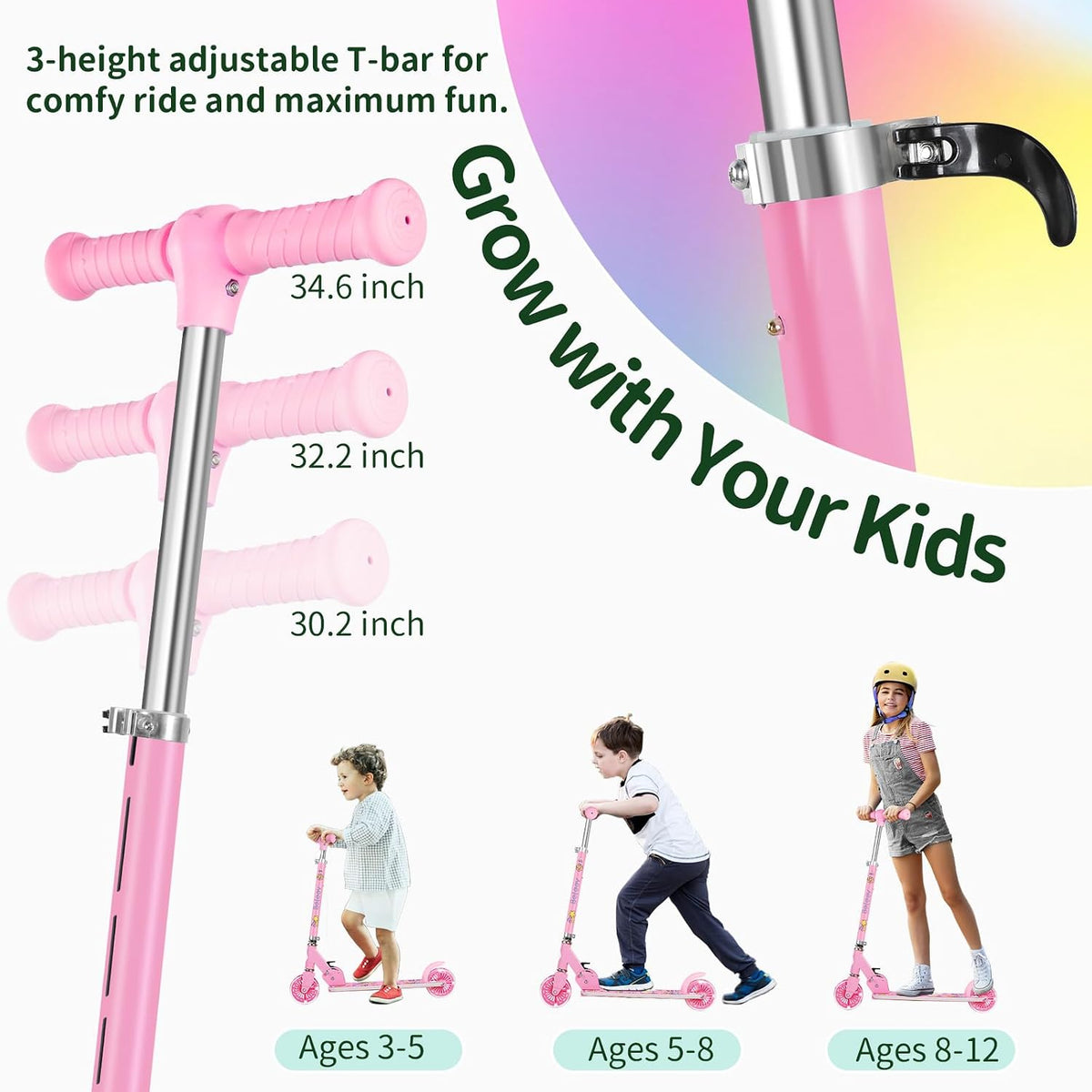 BELEEV V2 Scooters for kids Light-Up Wheels & Stem & Deck - Light Pink - image 4