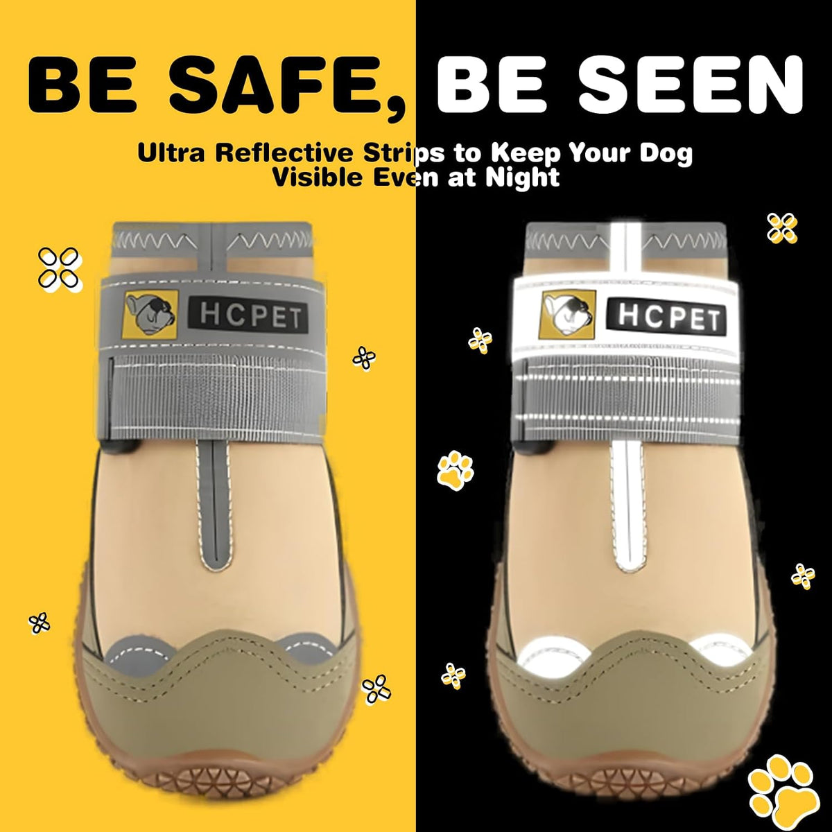 Dog Boots Waterproof Dog Shoes for Medium Large Dogs - Khaki / Width 2.55 in - image 4