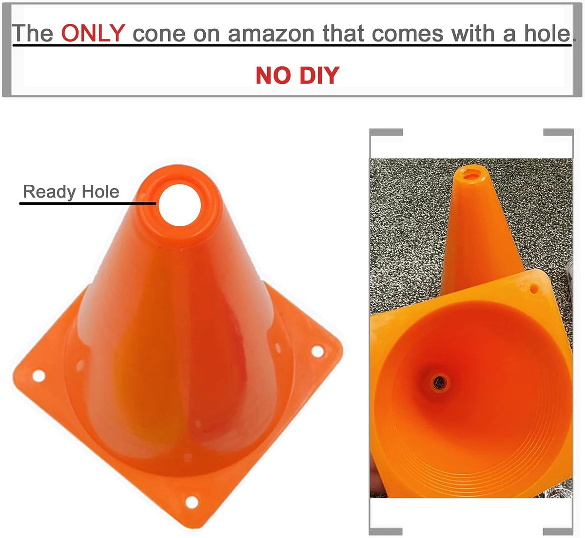 YOELVN race car party cones, six orange 7 inch traffic cones holding checkered flags - view 14