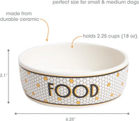 Pearhead Ceramic Dog Bowl, Woof Speckled Pet Food & Water Dish - Bistro Tile Bowl / Small - image 4