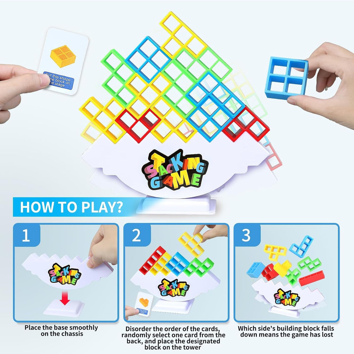 48PCS Stacking Game for Adult & Kids with 48 Cards - 48PCS Tower Stack - image 3