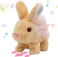Hopearl Walking Gray Tabby Cat Interactive Electronic Pet Plush Kitty - Dress Bunny-Brown