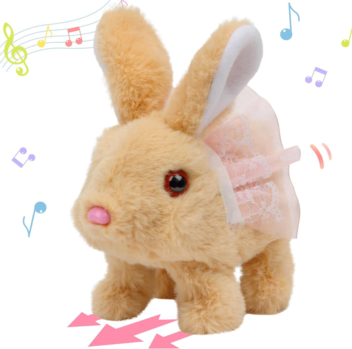 Hopearl Walking Gray Tabby Cat Interactive Electronic Pet Plush Kitty - Dress Bunny-Brown